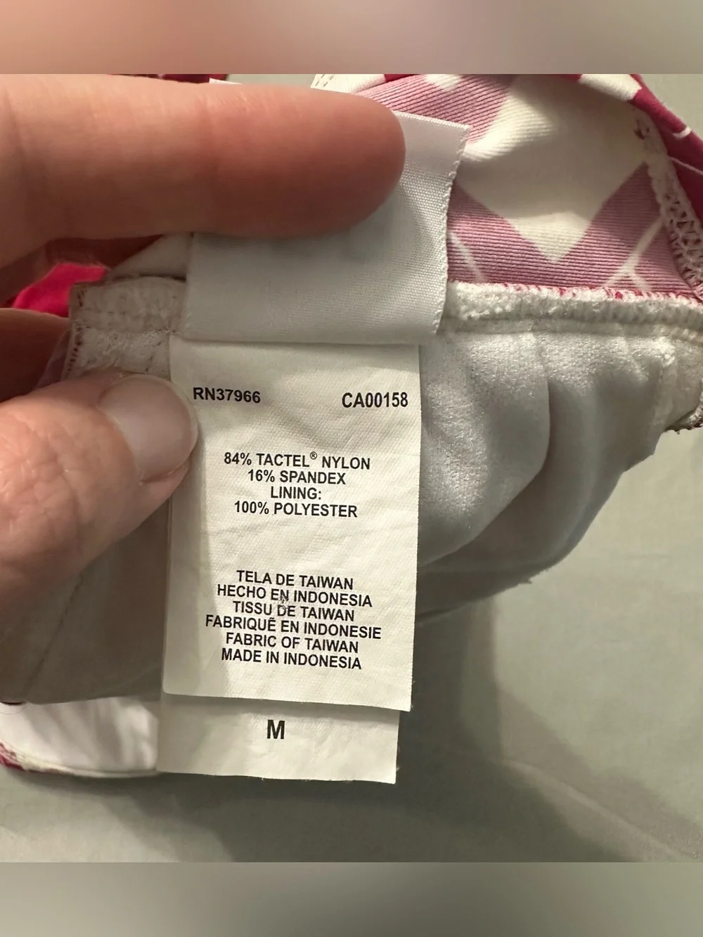 JAG Swimwear 2 Piece Tankini Medium Pink Red White Geometric Halter Top Bikini